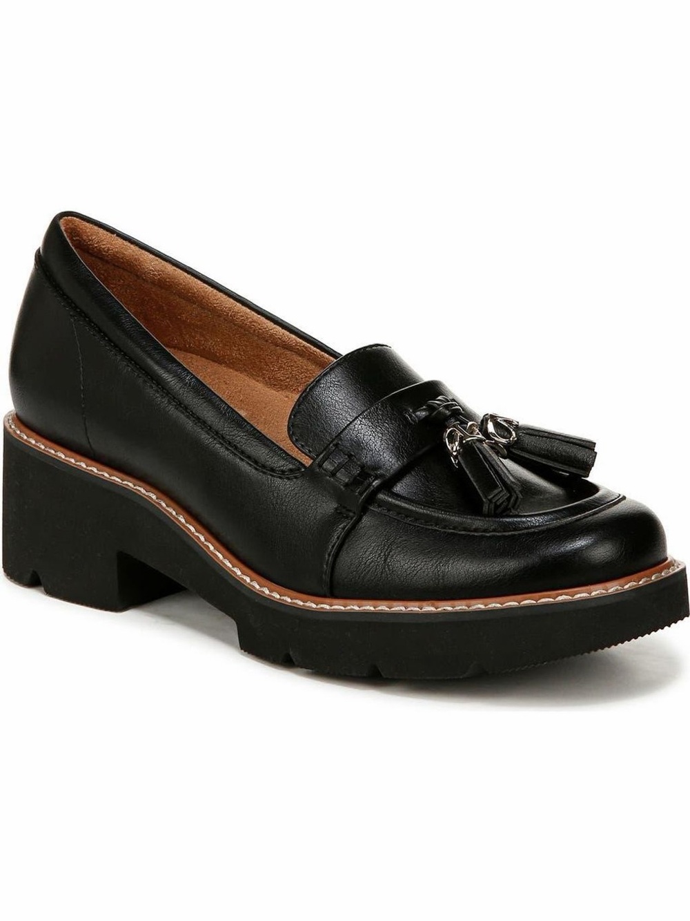 Naturalizer Committed tassel loafers in black with silver hardware